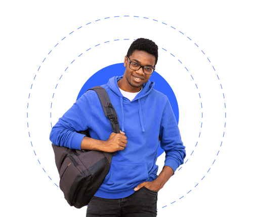 AI for Good Student standing with his backpack